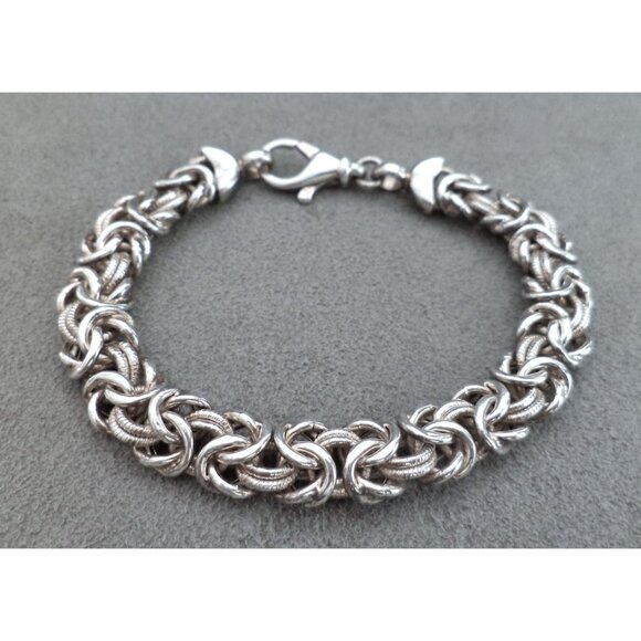 Vintage MILOR  STERLING Silver 10mm BYZANTINE BRACELET Italy 7" Quality Unisex - Picture 1 of 4